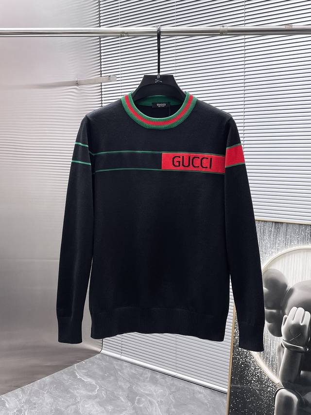 古奇 Gucci 2025Ss新款 羊毛混纺 圆领 长袖 毛衣 羊毛衫 打底衫，高端版本！专柜定制面料 透气舒适度高，细节无可挑剔，品牌元素设计理念，体现高品质