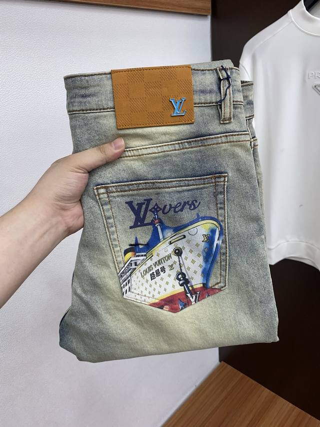 LV路易威登 2026Ss春夏新款修身小直筒牛仔裤 完美洗水工艺 定制顶级五金Logo 独家定制微弹面料 码数29-40