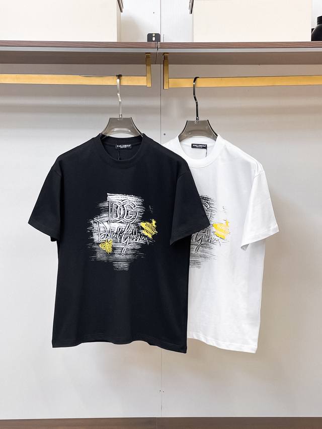 Dg 杜嘉班纳 26年新款300克双纱纯棉短袖 码数：S-2Xl 颜色：黑 白