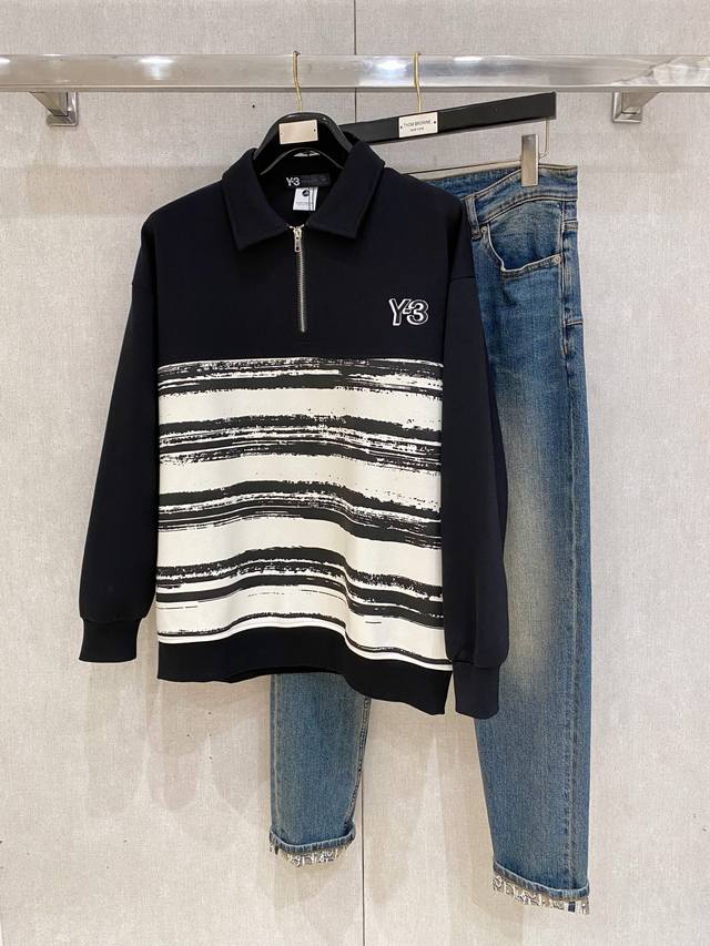 Y3 2025 新品 秋冬新款针织羊毛衫 高品质意大利进口羊毛混纺面料，高密度针织，时尚百搭毛衣，帅气十足。经典Logo提花款。耐穿不易变形，版型，各种风格都能