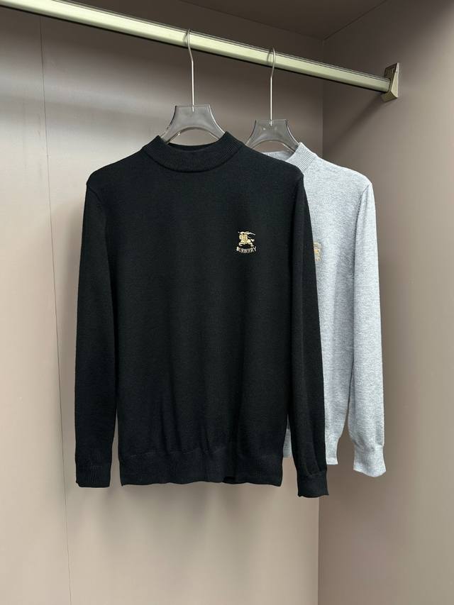 新品 香港洋行渠道货.2025秋冬新款Bur*Erry 经典战马字母提花专属标识羊毛针织套头毛衣.魅力在于创造了简约奢华感的时尚,随意搭配感受英式风格独特气质.