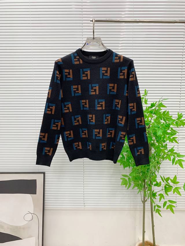 芬迪25Ss秋冬 新品 毛衣专供狠货，进口原版科技羊毛精纺！精细针织一体，色彩混织纯手工技艺呈现 档次极高，凸显衣着品味与奢华 工艺精湛！定制原版工艺螺纹上身帅