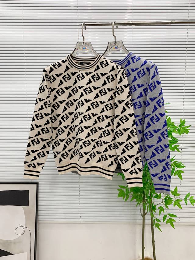 芬迪25Ss秋冬 新品 毛衣专供狠货，进口原版科技羊毛精纺！精细针织一体，色彩混织纯手工技艺呈现 档次极高，凸显衣着品味与奢华 工艺精湛！定制原版工艺螺纹上身帅
