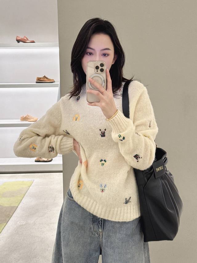 Loew* X Louis Wain联名新款 彩色动物刺绣羊毛针织毛衣丨独家Yb开发！高版出品！选用细腻羊毛混纺，轻软不压身，贴肤是毛茸茸的柔糯感， 满幅Lou