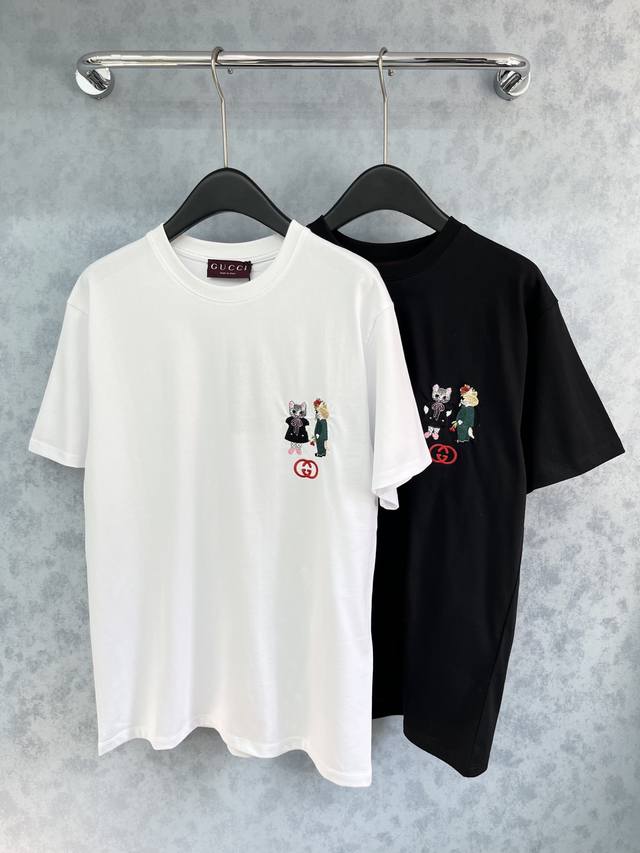 爆款现货 原单品质 Guc*｜25新品刺绣短袖T恤 宽松版型上身巨显瘦！ 定制最新工艺 低调奢华！ 时髦精必备单品解锁所有穿搭！ 认准我家品质！经典单品时髦又高