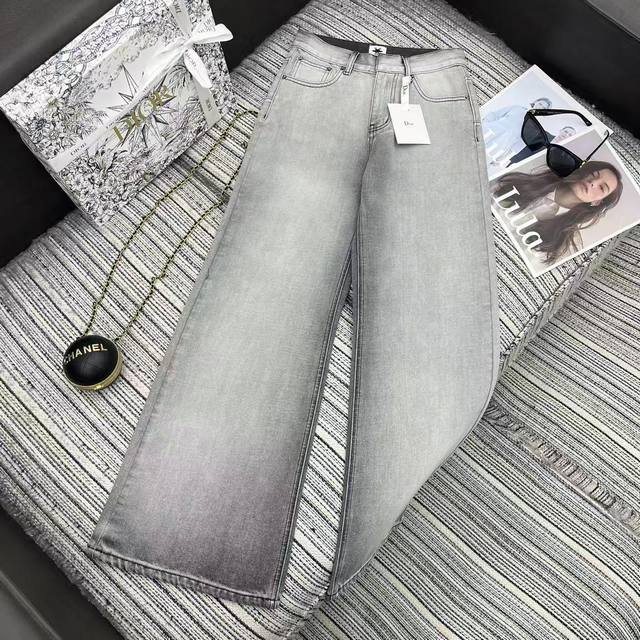 强烈推荐 26年早春系列 Dio*新款晕染色牛仔阔腿裤 洗水颜色好看 Sml