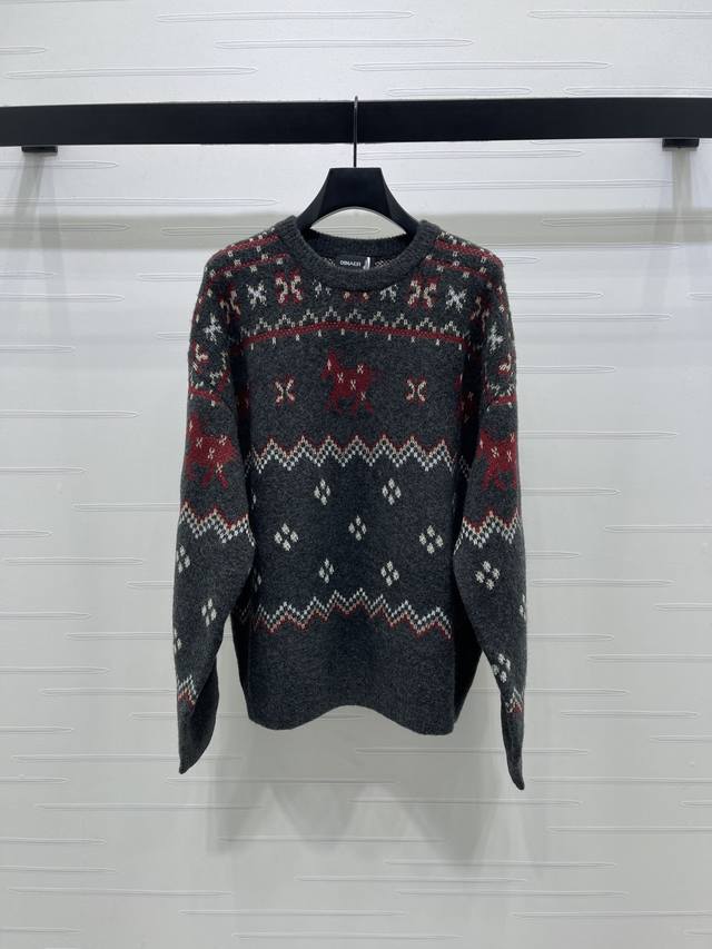 上新原单高端品质 Dinae*2026早春最新系列！马年限定 提花圆领套头针织毛衣！定制羊毛针织材质织造 密实针织 细腻柔软舒适 质感高级 圆领长袖毛衣剪裁 通