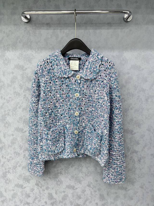 爆款现货 原单品质 Chan*｜25中古系列重工翻领镂空钩花混色羊毛毛衣 独家订制纱线 ，设计高级又时髦！1:1订制重工面辅料，增添时尚格调，纯欲系搭配和谐，百