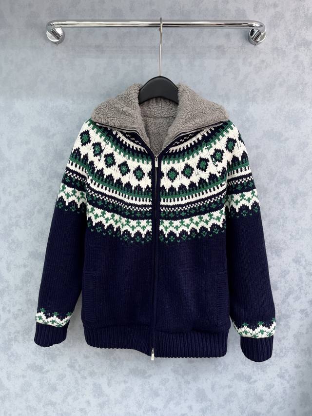 爆款现货 原版定制 *｜25新款美式羊绒羊毛毛衣复合绒外套 氛围感真的绝绝子！常规版型上身百搭，撞色视觉效果超完美～ 高端出品，蓝色色调上身提亮肤色，显白显瘦版