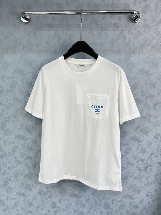 爆款现货 原单品质 Celi*｜精致口袋印花短袖T恤 高订面料 亲肤透气舒适 标志性字母图案低调奢华 减龄少女时代！白富美必备神器！ 经典版型百搭不挑人 强烈推