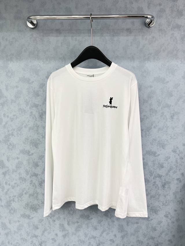 爆款现货 原单品质 Ysl*｜精致订钻长袖T恤 高订面料 亲肤透气舒适 标志性字母图案低调奢华 减龄少女时代！白富美必备神器！ 经典版型百搭不挑人 强烈推荐自留