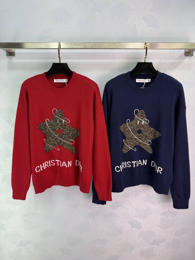 Dio*25秋冬新款星星图案针织毛衣，胸前标志性星星+Logo字样，辨识度超高2色3码Sml T226B