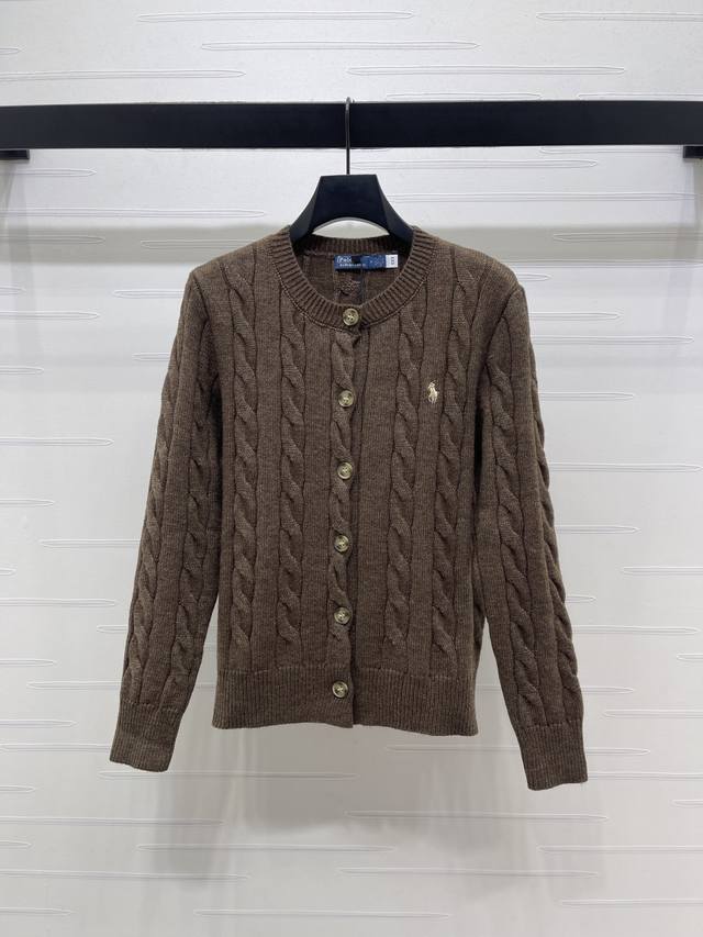 上新原单高端品质 Ralph Lauren pol* 2025秋冬最新系列！麻花圆领针织开衫！定制羊毛纱线织造 柔软亲肤 质感十足 圆领针织开衫裁剪 时髦休闲