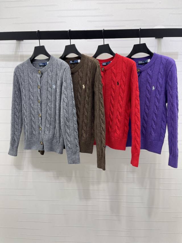 上新原单高端品质 Ralph Lauren pol* 2025秋冬最新系列！麻花圆领针织开衫！定制羊毛纱线织造 柔软亲肤 质感十足 圆领针织开衫裁剪 时髦休闲