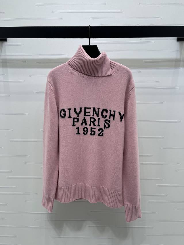 上新原单高端品质 Givench* 2025秋冬最新系列！字母钩花高领毛衣！定制羊毛针织材质 舒适柔软 贴身保暖 常规高领毛衣版型 防风御寒效果绝佳 大身撞色字