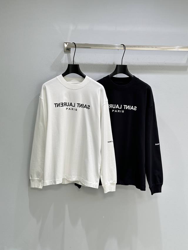25Ss秋季新款上新！黑白配色 永远不会过时。反向Logo设计 下摆和袖子口磨破设计 简约T恤秋冬必入 男女同款。现货供应白色 黑色Sml