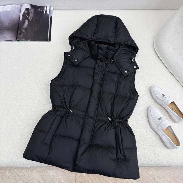 独家款～ Lp30Ss 秋冬最新款抽绳束腰羽绒马甲外套立领H版型自由调节设计 收腰版型上身休闲时髦又帅气 秋冬必备街头风叠搭保暖单品 国标 白鸭绒填充！原版五金
