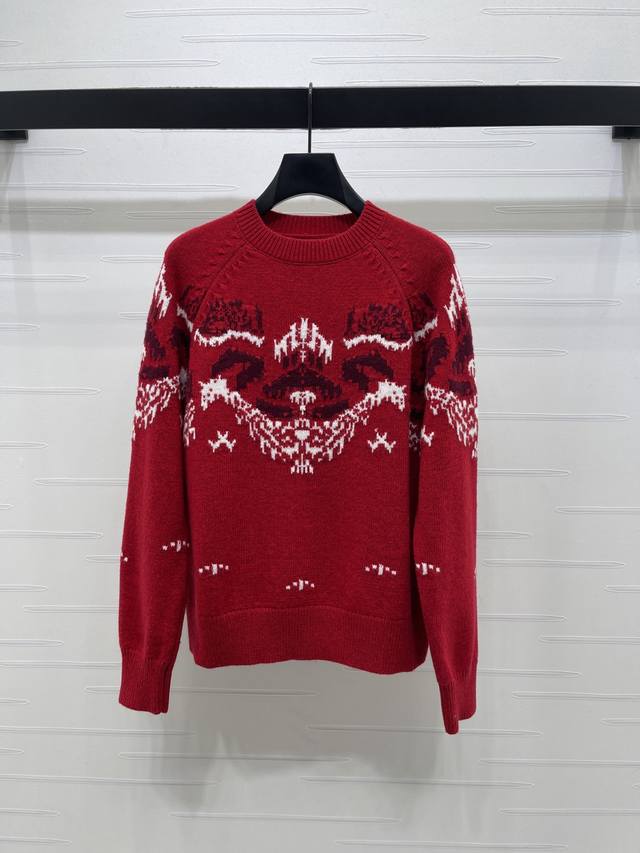 上新原单高端品质Edit*Ino2026早春最新系列！费尔岛提花套头针织长袖毛衣！定制羊毛混纺材质织造 质感高级 细腻柔软舒适 圆领针织毛衣剪裁 大身饰以马赛克