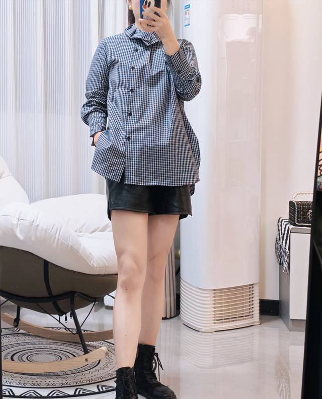 格子系列花苞衬衣 四季单品主推跑量引流 衬衣内搭马甲外套绝绝子 两色四码S-Xl 面料：棉