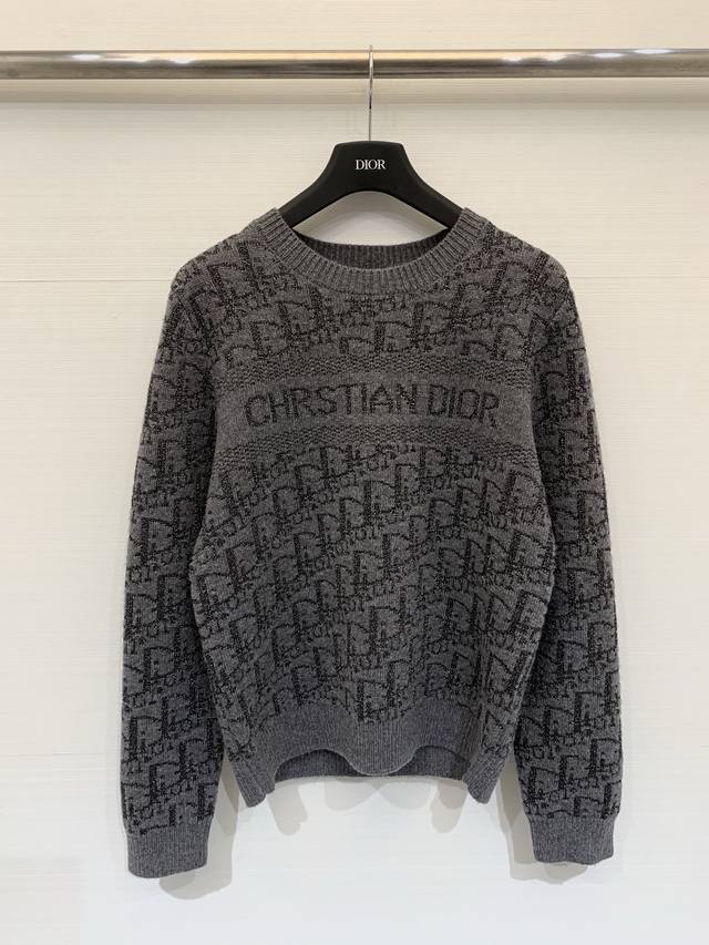 Dior 25秋冬新款 老花圆领针织长袖款 金丝老花Logo设计 Logo图案修饰点缀 上身高级氛围感 三色Sml