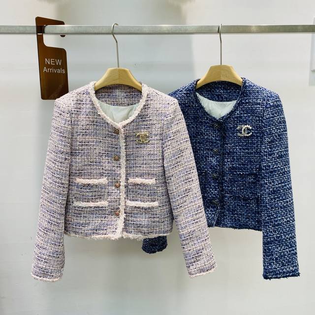 新款高端法式小众名媛粗花呢羽绒内胆外套上衣Smlxl