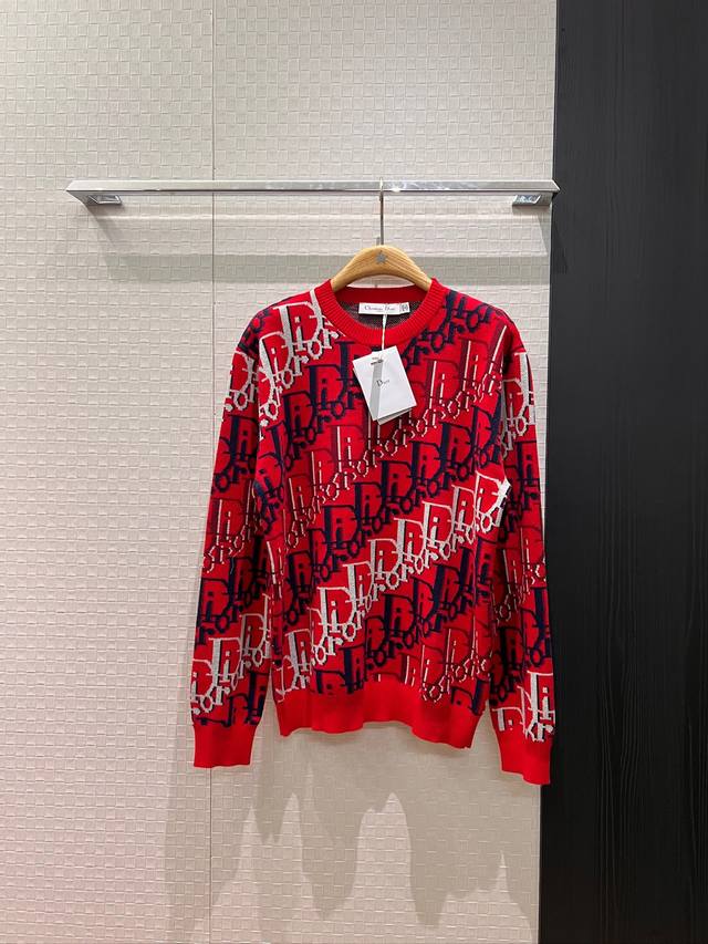 新款经典提花Logo字母圆领羊毛针织上衣 休闲宽松 减龄百搭 Sml