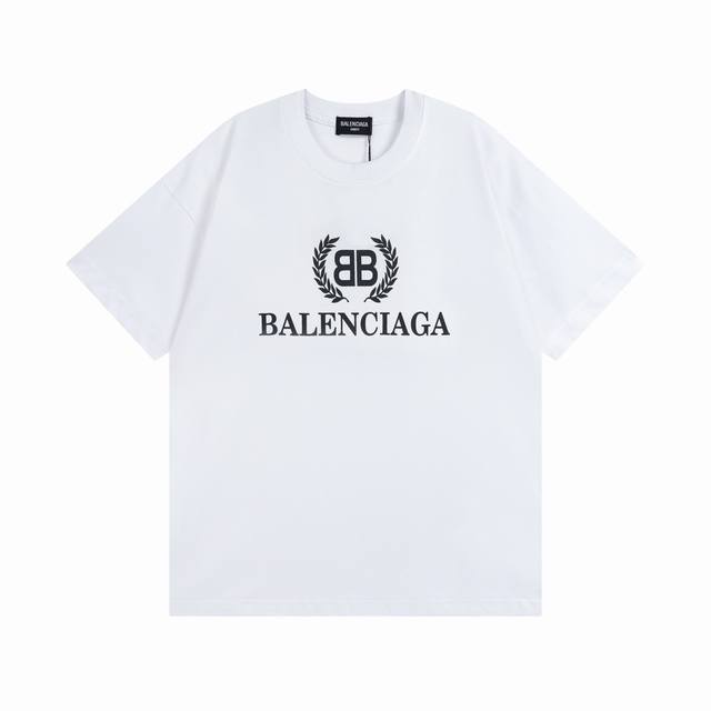 细节图 顶级版本.官网品质 Balenci*Ga 巴黎.麦穗印花短袖T恤.砖柜同步.面料采用巴黎Zp定织定染全棉双纱紧密棉.克重260克，布面干净.布纹清晰，柔