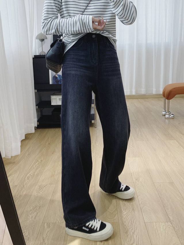 黑色款号96073蓝色款号96071白色款号96072牛仔裤直面弹高腰显瘦牛仔裤女新款裤子宽松直筒窄版阔腿裤春秋，高定立裁显瘦到离谱~包容任何腿型-窄版阔腿 新