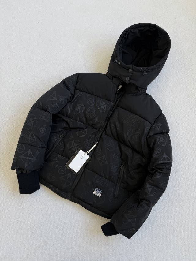 羽绒服！Evisu福神 2025冬季满地家花连帽通勤羽绒服防寒休闲夹克厚款保暖外套 DDD 正儿八经羽绒服，不是棉服 DDD 货号：2Eahtm5Nj1223X