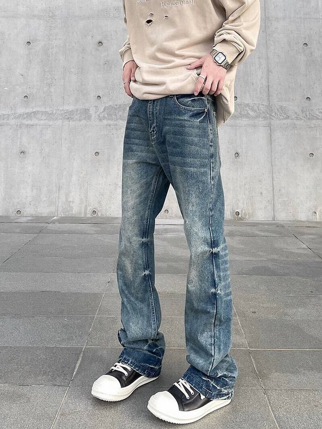 特价 DDD 款号Xk2792 DDD 美式复古水洗做旧Cleanfit牛仔裤直筒微喇高街Vibe风显瘦长裤潮，面料定制经过一流的高工艺水洗 ，质地紧密 色泽均