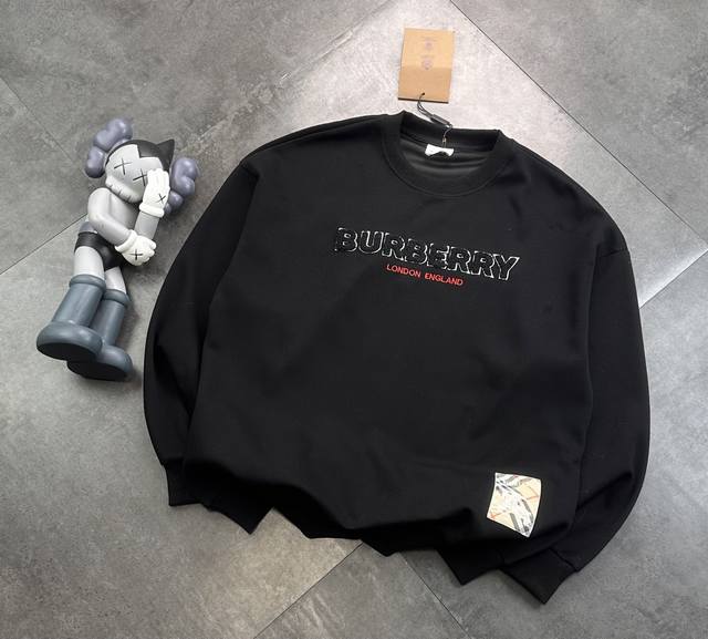 特价 剩M 潮牌 巴宝莉Burberry毛巾绣圆领卫衣！ DDD ：2 G纯棉潮牌专用棉，纹理清晰，质感满满，同缸定染1×1无色差精密纯棉螺纹，层搭叠穿，自留好