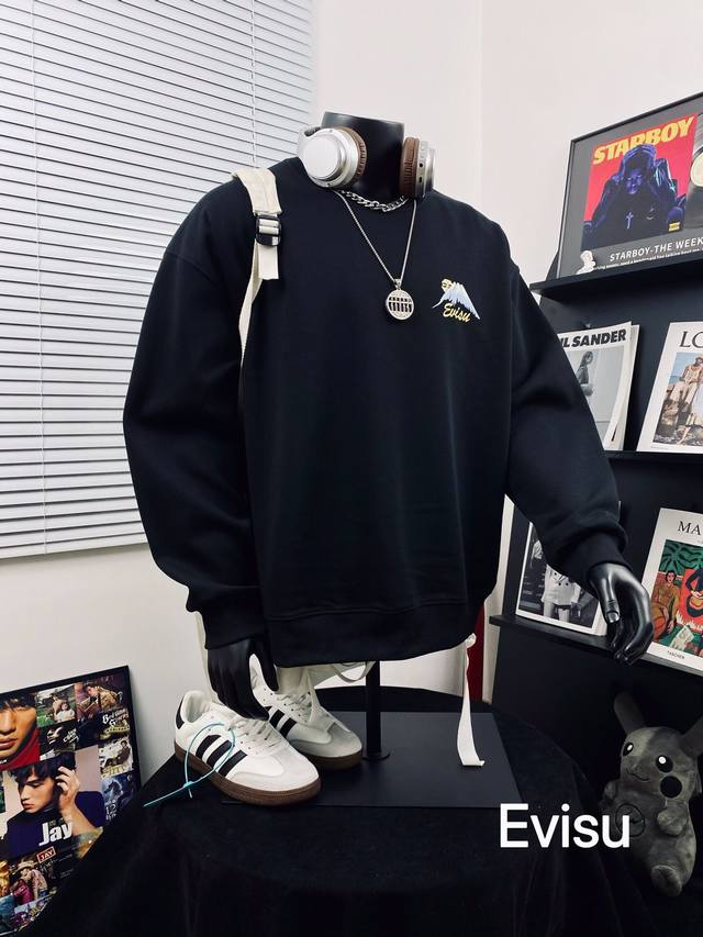 Evisu 福神高版本佛头舞狮大M印花兔毛绒加绒卫衣 DDD 高端出品 柔软舒适 保暖不臃肿 品质请看实拍 胸前字母Logo和背部字母印花图案完美配色！不得不推