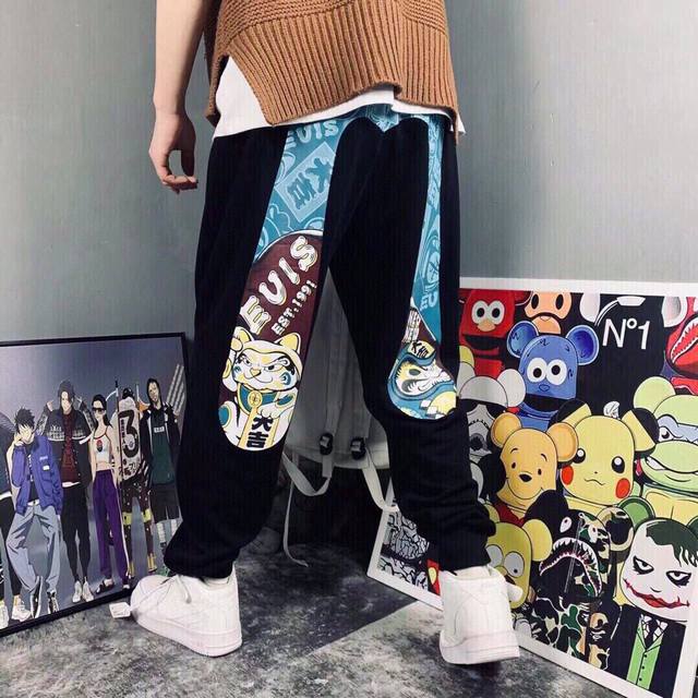 中山原厂Evisu福神涂鸦达摩大M毛圈长裤 男女同款 DDD 重磅专柜最新款！走一波！绝对私房牛货！官网柜子同步火爆在售！高密度面料 不变形不起球 DDD 松紧