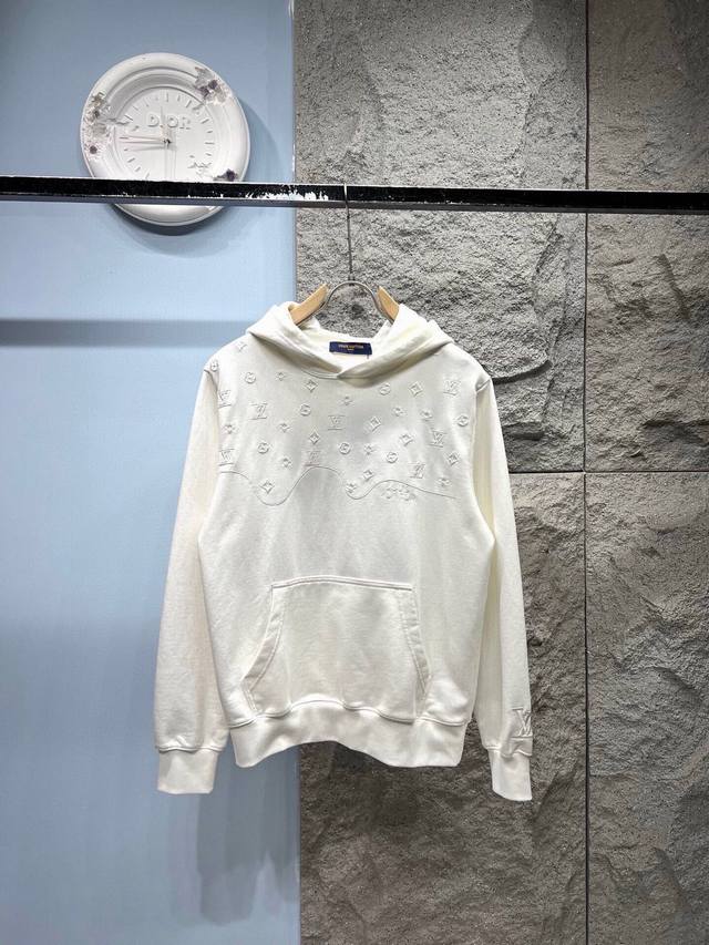 上新 顶级版本 Louis Vuitton 路易威登，2025秋冬季新品 Lv驴家老花半身刺绣连帽卫衣打底衫外套男女同款 DDD *采用双股双纱430克纯棉卫衣