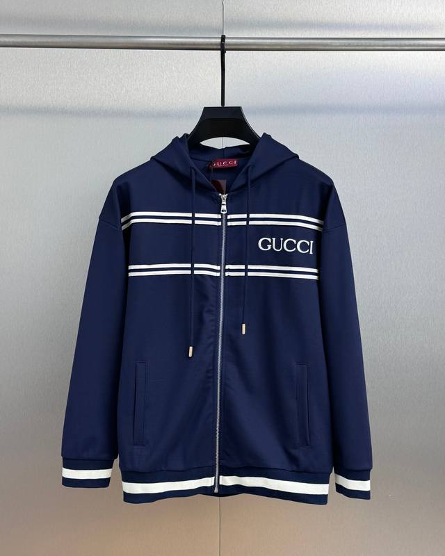 顶级版本.官网品质 DDD Gucci古驰 专柜款织带刺绣Logo拉链连帽卫衣套装外套 DDD 采用原板独家定制500克纯棉面料质感非常舒服柔软透气性强 100