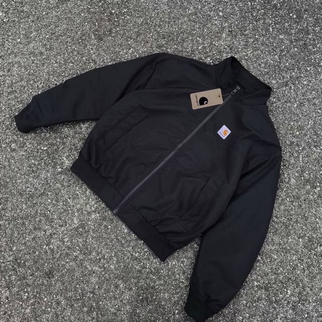 Carhart卡哈特 升级版高品质绣标牛津布立领机能棒球夹克拉链双层短款外套情侣款 DDD Color: 黑色 Size: M-Xl DDD M 肩宽55 胸围