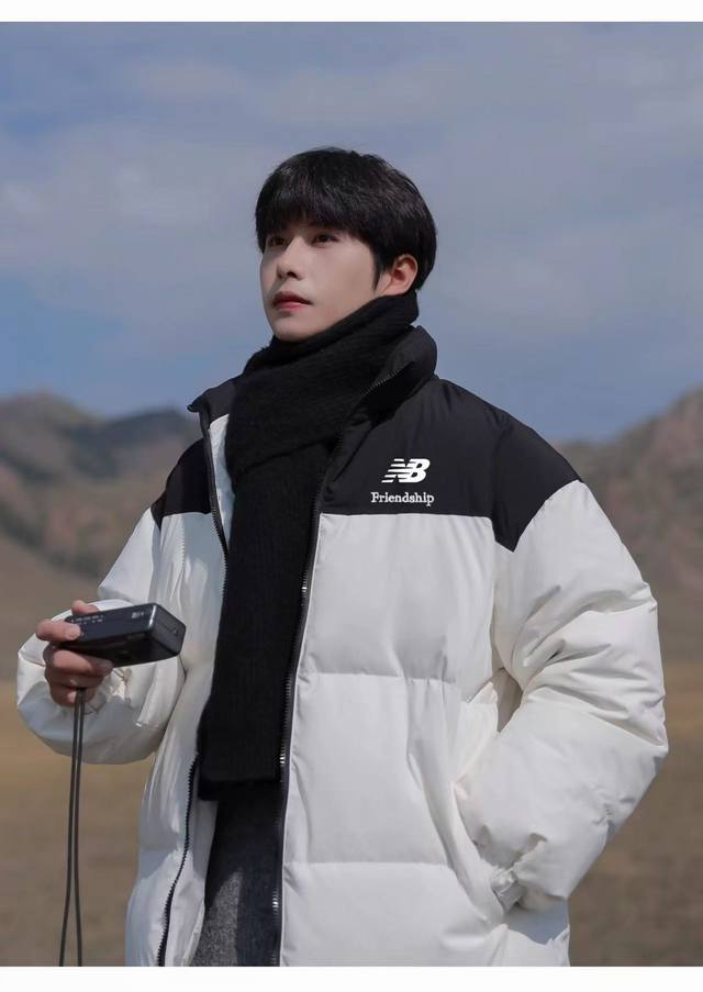 特价亏本清 大朵白鸭绒阿迪达斯Adidas拼色羽绒服加厚冬季宽松面包服韩版情侣款版型百搭上身舒适 大朵轻轻白鸭绒无性别穿搭 DDD 此款设计非常好领口是设计成摇