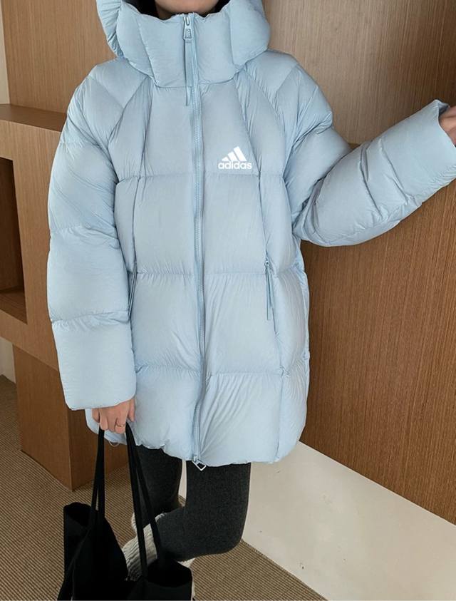特价清不退换 阿迪达斯Adidas超轻无胆90%白鸭绒面包服外套女连帽中长款泡芙加厚羽绒服此款羽绒服采用大朵90绒蓬松度舒适度非常好！质量不是吹的！ DDD 怎