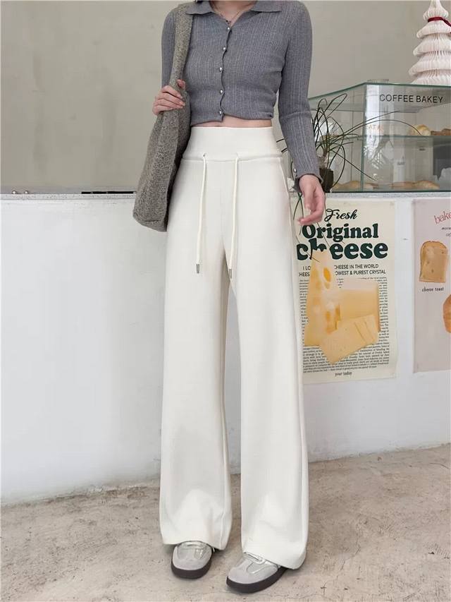 加绒醋酸绵绵懒人裤羊绒休闲裤，Lu系极简超模阔腿裤！显瘦无痕醋酸羊毛细腻绒感高腰休闲裤，秋冬刚需！加绒加厚阔腿裤，承包你整个冬天的温暖与时髦 DDD 寒潮来袭，