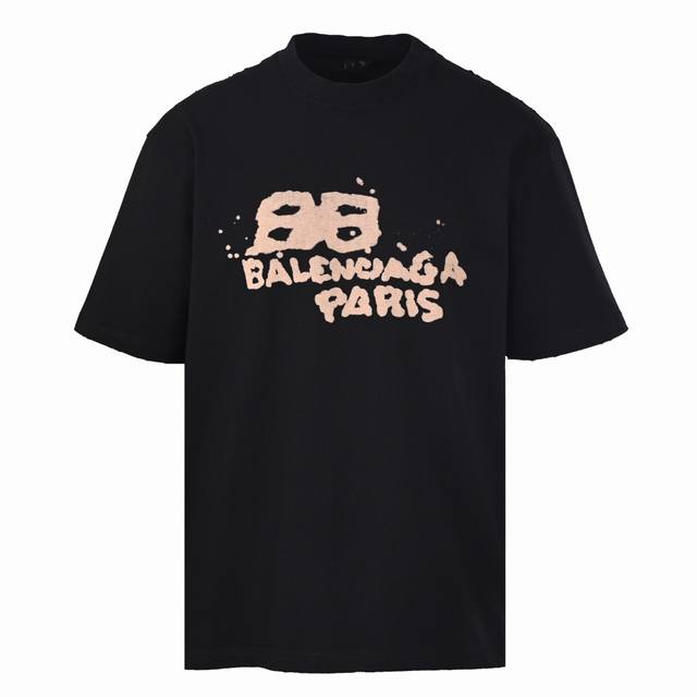 Balenciaga巴黎世家Blcg 模糊字母数码印花短袖T恤 DDD 正品3599购入开发，230克 %活性黑极品棉，340克十字罗纹，面料酵洗，数码直喷，定