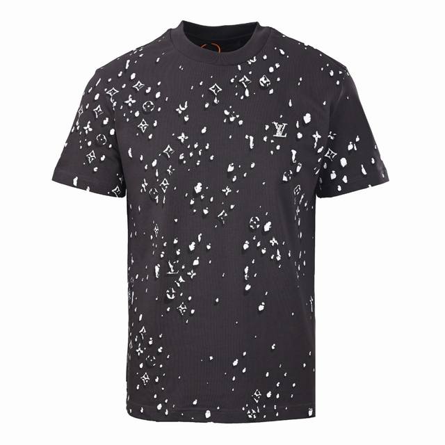 Louis Vuitton Lv 水滴印花标识短袖T恤 DDD 定制丝光罗纹精梳棉，采用高温气蹦机压烫，通过高温气体与布料接触，利用热能和压力对布料进行压烫处理