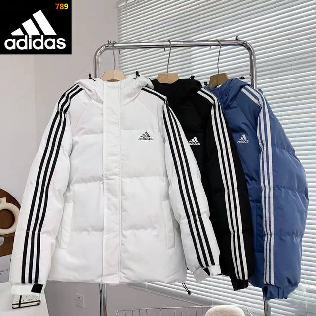 Adidas 阿迪达斯专柜经典款三条杠棉服2025Ss冬季新款 DDD 经典百搭双色，男女同款，专柜长青百搭款，冬季衣橱必备抗寒保暖神器 DDD 袖口松紧设，抗