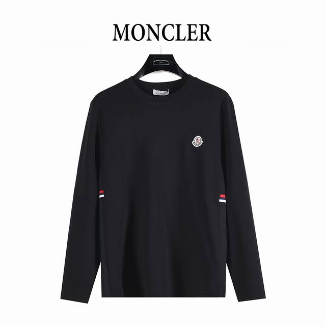 Moncler 蒙口 25Fw 简约小标徽标刺绣长袖T恤 DDD 定织定染 水洗柔滑长绒棉、克重310克、最新专柜款，打底衫长袖 DDD 简约纯色设计，腰间织带