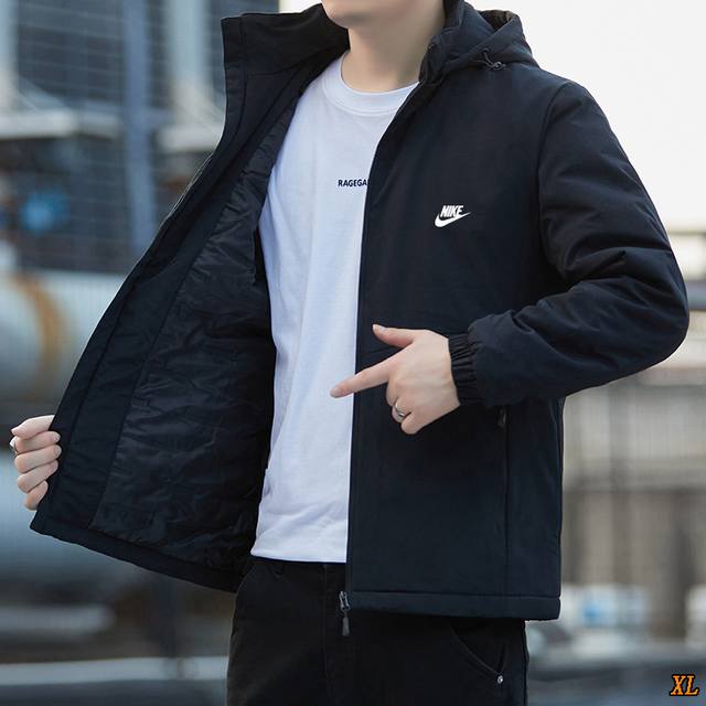 耐克 独家实拍上新冬季高品质棉服大码石墨烯加厚防风夹克连帽外套休闲棉衣外套，本季主打，货源充足，放心主推，高端品质，经典设计，做工出色，经典百搭，上身效果极佳