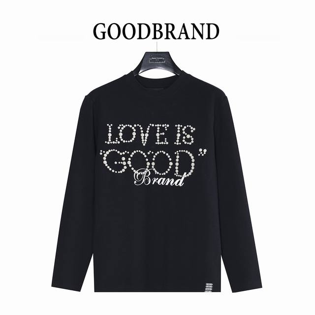 Good Brand 25Fw 珍珠烤瓷字母印花长袖T恤 DDD 定织定染 水洗柔滑长绒棉、克重310克、最新专柜款，打底衫长袖 DDD 厚实有型，购入原版开模
