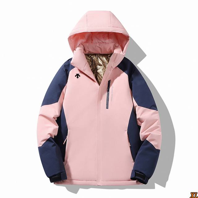 Descente迪桑特 独家实拍上新秋冬季户外石墨烯情侣款锁温保暖时尚休闲简约撞色款连帽棉衣，本季主打，货源充足，放心主推，高端品质，经典设计，做工出色，经典百