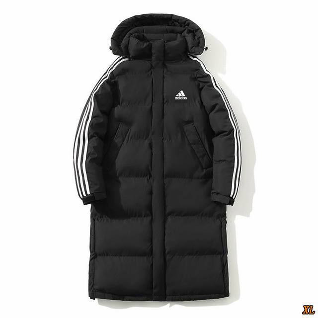 阿迪达斯 独家实拍上新冬季高品质爆款 三条杠 外套 长款运动棉衣男女长款过膝羽绒棉 棉服 抗寒防风加厚 棉衣，本季主打，货源充足，放心主推，高端品质，经典设计，
