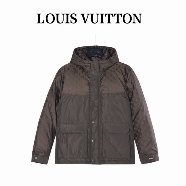 全年有货 年后可以退换放心推 DDD DDD Louisvuitton 路易威登 老花拼接连帽羽绒服 DDD 采用新国标90白鸭绒填充，顶级版本，区分市面通货。