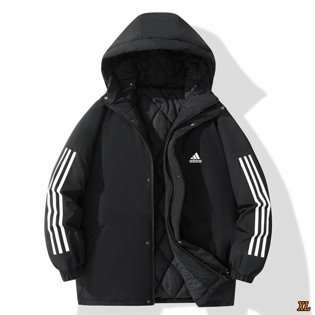 阿迪达斯 独家实拍上新冬季高品质三条杠休闲棉服户外连帽防风防水情侣款棉衣羽绒棉加棉加厚保暖棉袄，本季主打，货源充足，放心主推，高端品质，经典设计，做工出色，经典