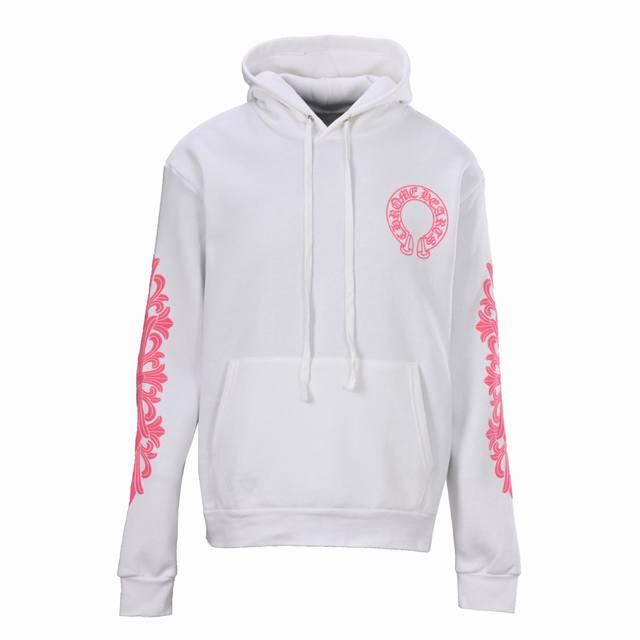 Chrome Hearts克罗心Ch 粉色马蹄连帽卫衣 DDD 原版得物12999购入，面料采用 克抓绒材质，水洗后400克，印花采用油性发泡工艺，定制辅料，大